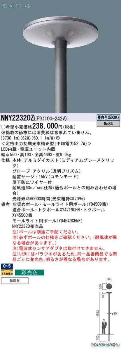 Amazon | パナソニック(Panasonic) 街路灯 LED 水銀灯250形相当 ポール